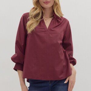 ENTRO MAROON BUTTON UP COLLAR SHIRT